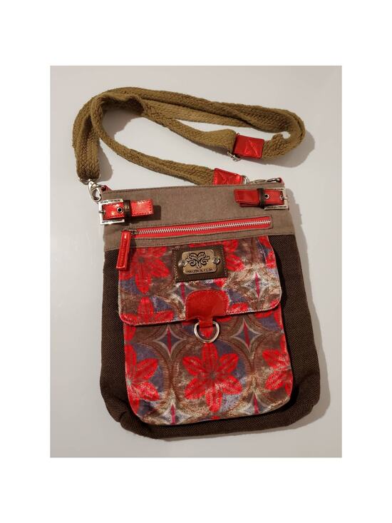 Corazon De Melon Handbags - Corazon De Melon Floral Mexican Designer Adjustable Velour Canvas Crossbody Bag